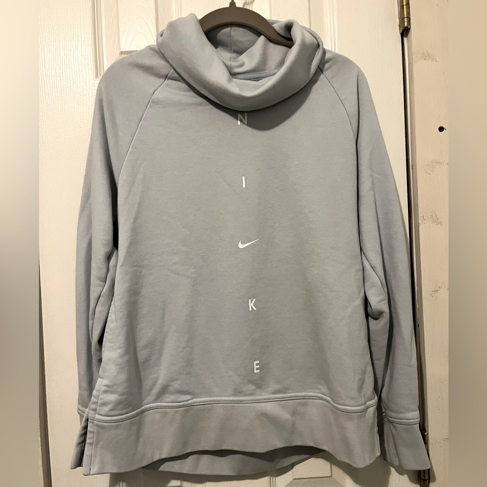 Women’s Light Blue Nike Pullover with Turtle Neck & Pockets